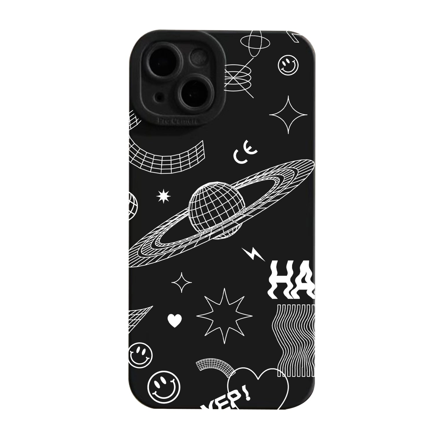 Black Acid Graphics Anti-slip Silicone Phone Case For Iphone 11 12 13 14 Shockproof Protective Phone Cover Case