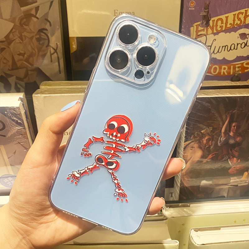 Dark Khaki Anti-slip Funny Skeleton Soft Clear  Phone Case For Iphone 11 12 13 14  Lightweight Phone Cover Case