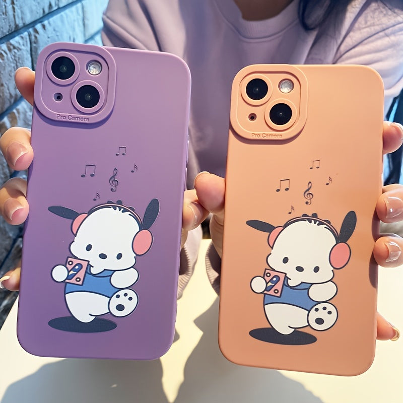 Rosy Brown Protective Phone Case Cute Cartoon Dog Silicone Anti-slip Phone Case For Iphone Series  Phones Gift For Girls