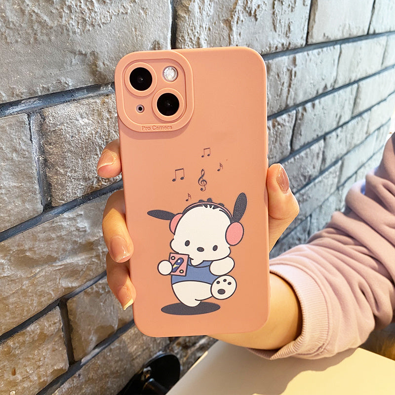 Rosy Brown Protective Phone Case Cute Cartoon Dog Silicone Anti-slip Phone Case For Iphone Series  Phones Gift For Girls