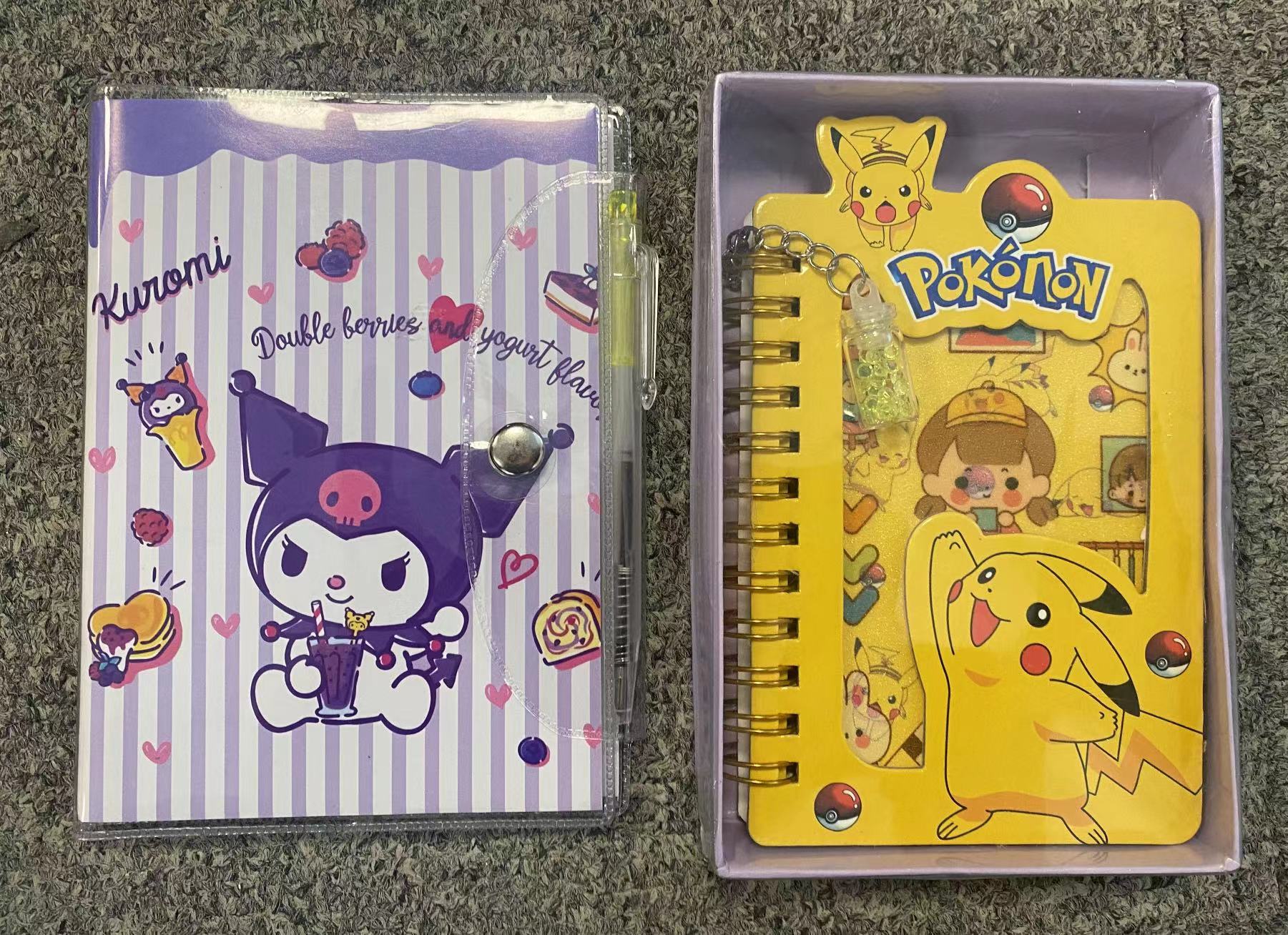 Dim Gray Exquisite Pikachu and Sanrio notebook