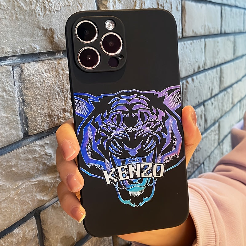 Dark Gray Tiger Trendy Brand Anti-slip Phone Case For Iphone Series  Black Phone Case Cover