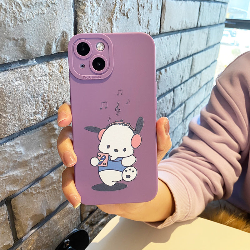 Rosy Brown Protective Phone Case Cute Cartoon Dog Silicone Anti-slip Phone Case For Iphone Series  Phones Gift For Girls