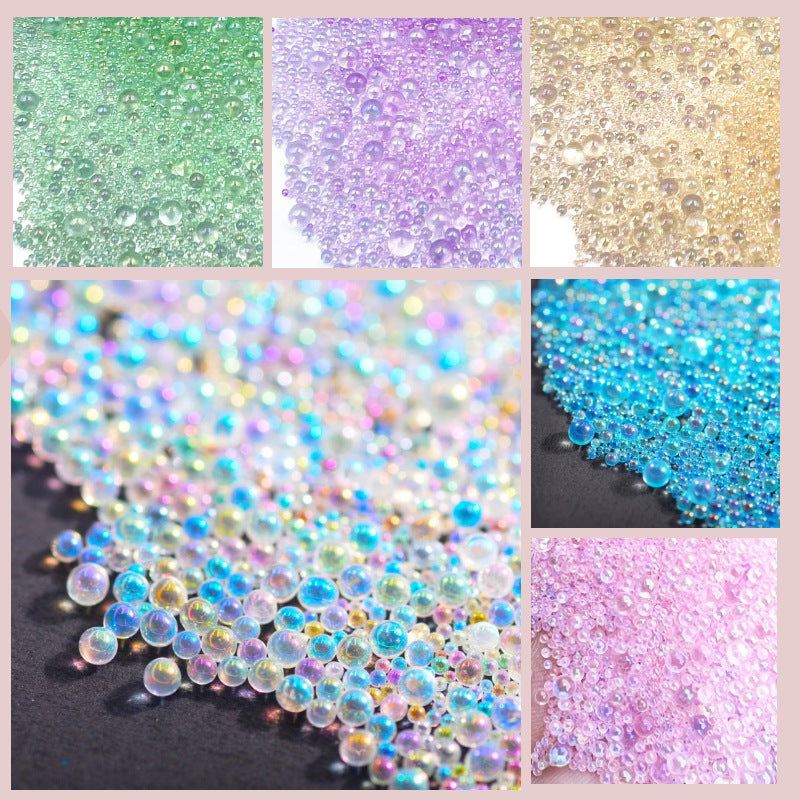 Light Gray Non-Porous Bubble Beads Transparent Bubble Beads Nail Beauty Ornament