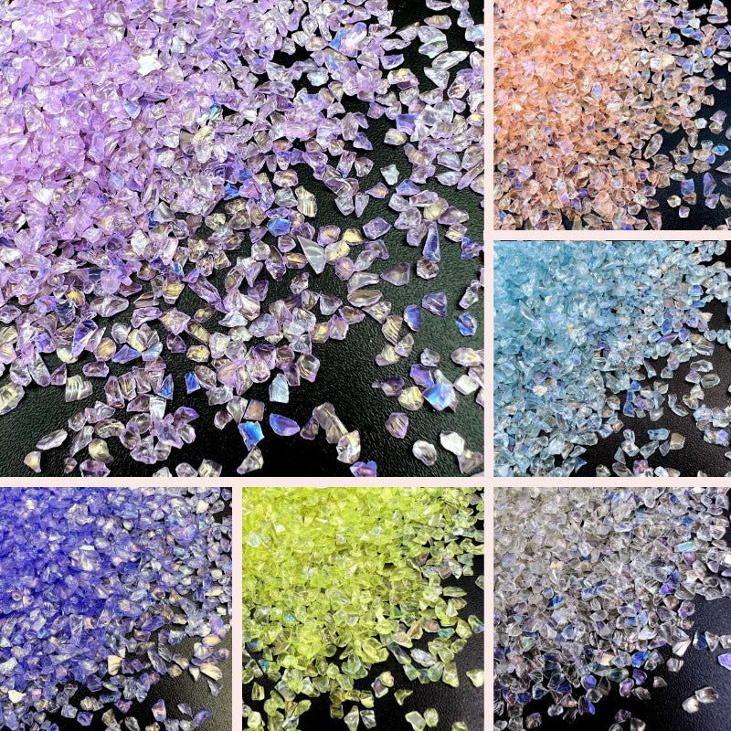 Gray Fluorescent AB Colorful Glass Gravel Fragments DIY Filler Photo Frame Manicures Decoration Accessories Material