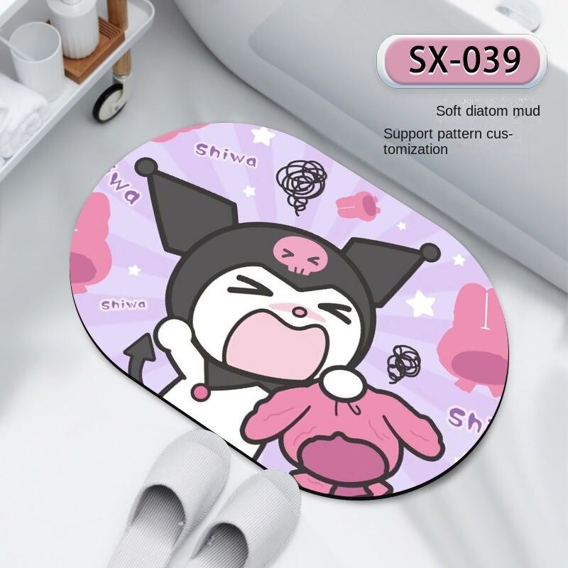 Light Gray Cute Kuromi Floor Mat