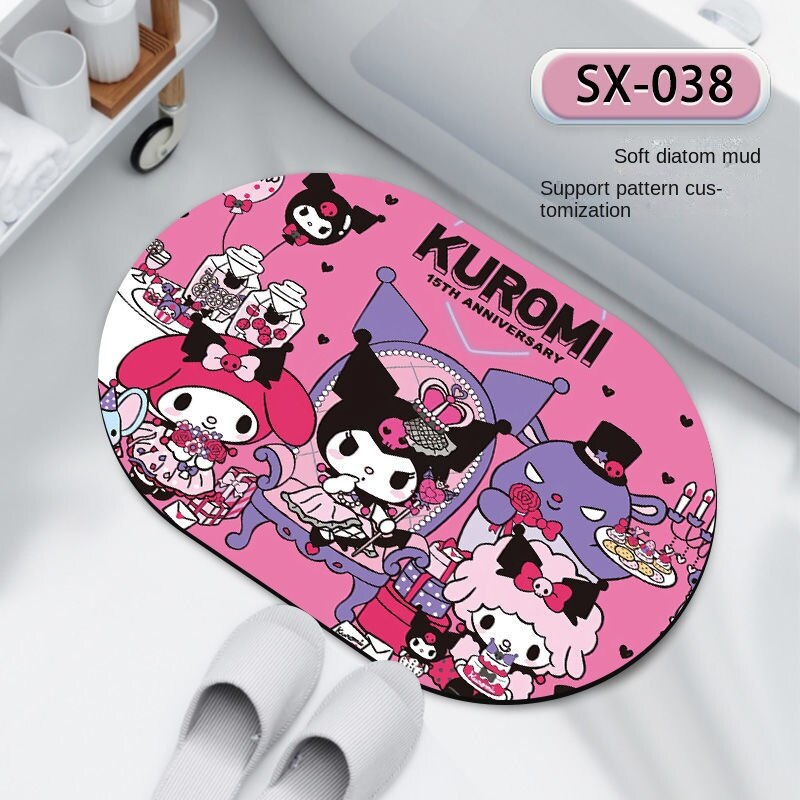 Light Gray Cute Kuromi Floor Mat