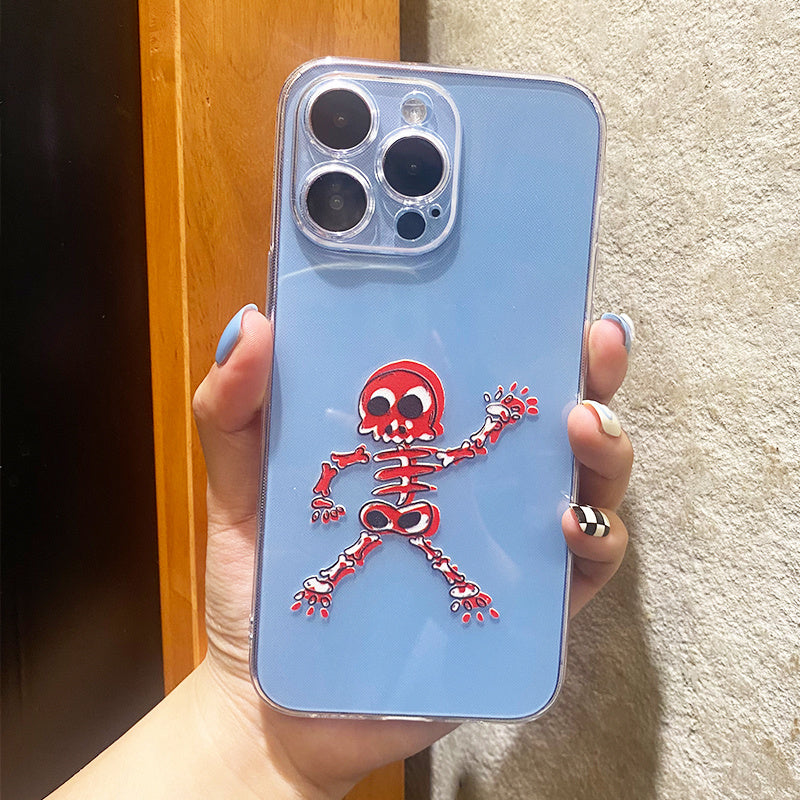 Gray Anti-slip Funny Skeleton Soft Clear  Phone Case For Iphone 11 12 13 14  Lightweight Phone Cover Case