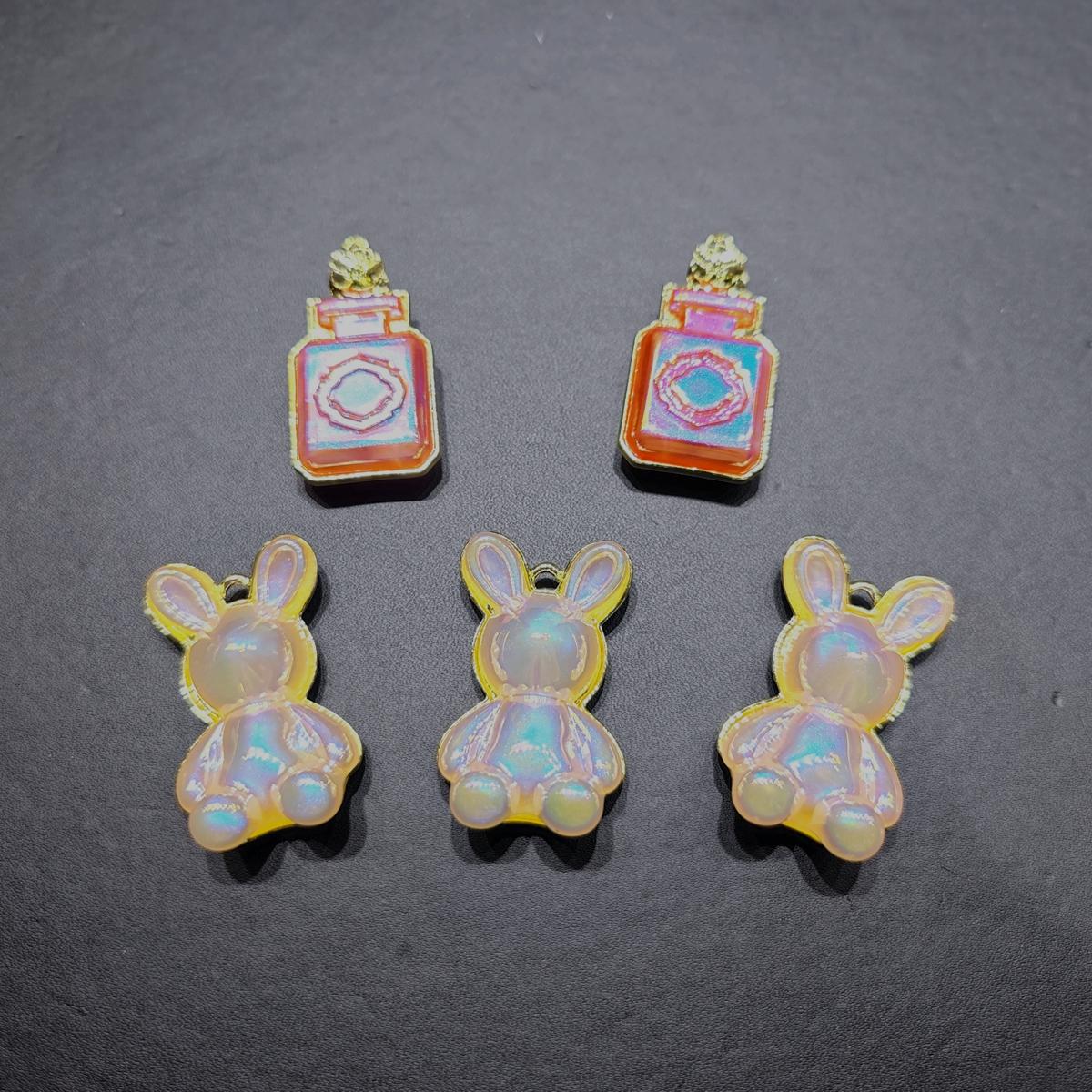 Dim Gray Premium Pendant Charms Decorative Bottles Bunnies Acrylic Metal